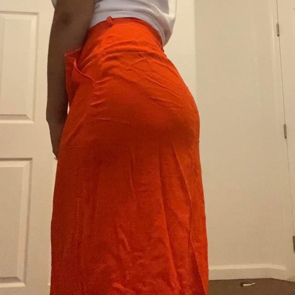 6.Orange Button Up Maxi Skirt With Slits Urban Outfitters - Picture 4 of 4